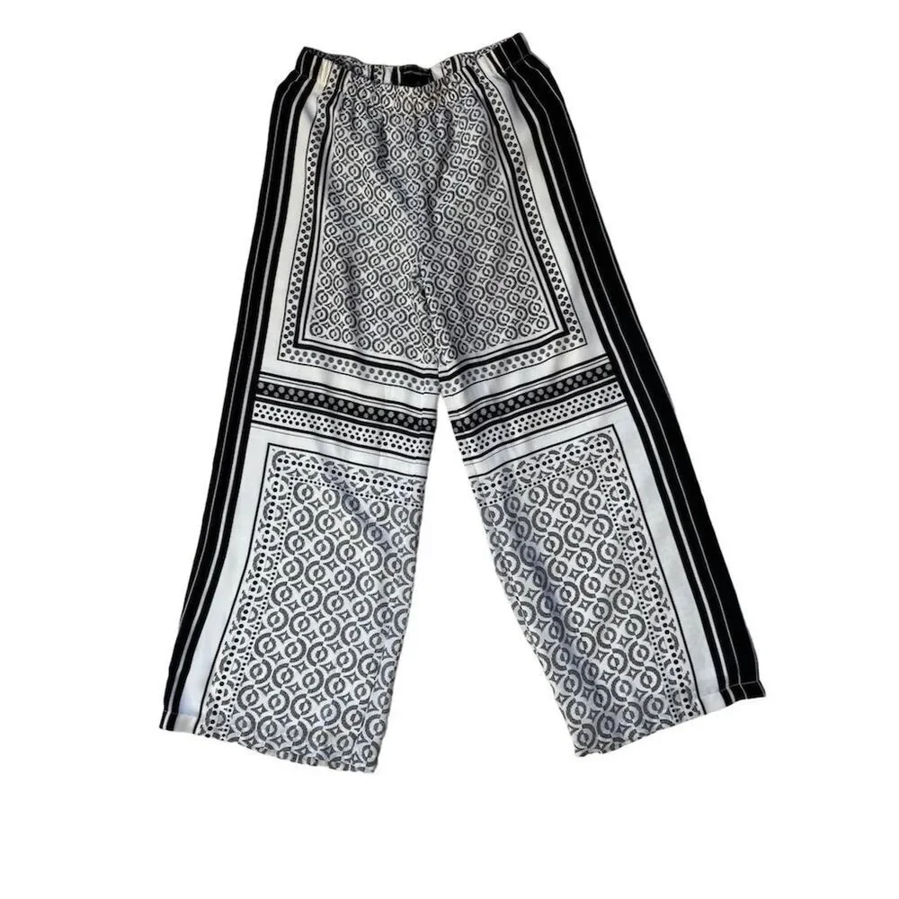 Black Label by Chico's Petite Palazzo Pants Geometric Print Size 0
